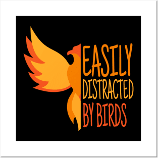 Easily Distracted By Birds, Funny Bird, Ornithology Gift, Bird Watcher Gift Posters and Art